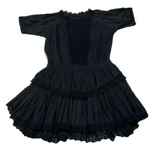 LoveShackFancy Carla DressBone White Crochet Front Mini Ruffle Tiered Size 0